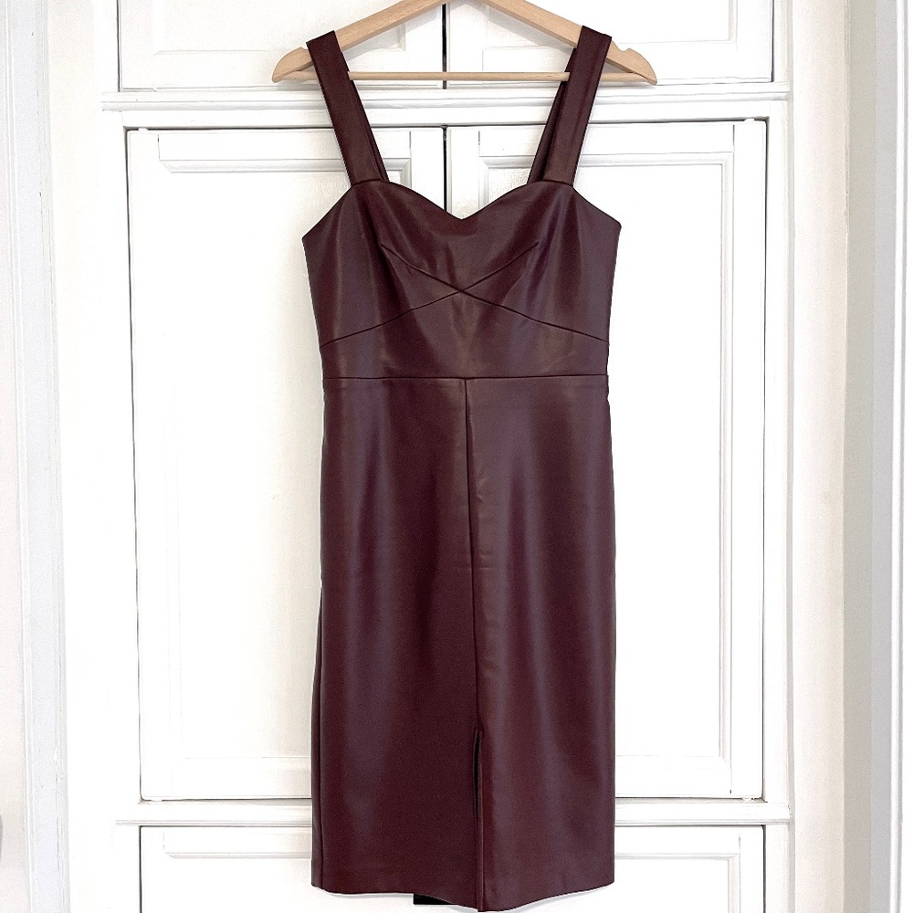 French Connection Crolenda Brown Faux Leather Sleeveless Dress Womens Size 0